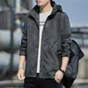 Cortavientos con Capucha Texturizado Discreto para Hombre Bolsillos Laterales Ocultos Ligero Suave Chaqueta Superior Casual para Viajes Cortos