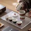 Juego de té portátil para viajes al aire libre, equipo para beber té en camping, taza de cerámica de servicio rápido, juego de té kung fu, regalo de oficina