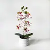 Fornecido diretamente pelo fabricante, orquídea Phalaenopsis artificial com 6 flores e 1 botão, toque realista, decoração de bonsai para fotografia e arranjo de local de casamento, planta em vaso de flor artificial