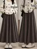 Pantalones Falda de Arroz Glutinoso Color Café Yamamoto para Mujer, Otoño 2026 Nuevos de Cintura Alta Adelgazantes Holgados Estilo Perezoso Pantalones Suaves de Pierna Ancha