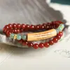 Pulsera Original de Ágata Roja del Sur con Cuentas Dzi de Caparazón de Tortuga, Astas, Magnesita, Turquesa al por Mayor para Mujeres