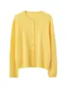 Cardigã de tricô feminino básico, simples e versátil 100% caxemira pura, caimento solto, versátil, gola redonda, jaqueta de abotoamento simples