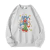 Sudadera de peso pesado con cuello redondo y forro polar para mujer, nuevo estilo otoño e invierno, con divertidos estampados de dibujos animados, top holgado moderno y versátil