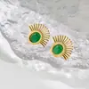 Pendientes de circonita en forma de abanico con diseño de personalidad europea y americana, elegantes pendientes de acero de titanio a la moda para mujer, no se decoloran, venta al por mayor, combina con todo