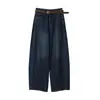 Oufan Nuevo Artículo: Jeans Retro Lavados en Azul con Corte Scythe para Mujer, Nuevos Pantalones Anchos Adelgazantes de Otoño 11439