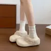 Sandalias Birkenstock retro de cuero y forro polar de dos vías estilo coreano para mujer, nuevos zuecos cálidos de algodón para invierno 2026 con diseño de punta cerrada