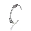 Joyería de comercio electrónico transfronterizo: Pulsera abierta de plata tibetana simple, moderna, vintage, estilo bohemio europeo y americano