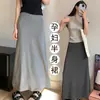 Ropa de Maternidad Estilo Coreano Verano Nuevo Falda Ajustable Casual Adelgazante Falda de Cadera Falda de Maternidad Ropa Retro