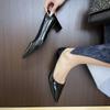 5168-17 Zapatos Elegantes Pequeños de Tacón Alto Estilo Francés de Piel de Oveja para Mujer, Zapatos de Salón de Punta Cuadrada con Tacón Grueso, Zapatos Profesionales de Trabajo, Se Pueden Usar con el Tacón al Descubierto, Primavera