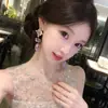Elegantes Pendientes de Borla con Pedrería Morada para Mujer, Pendientes Largos de Lujo de Alta Gama con un Sentido de Riqueza y Extravagancia