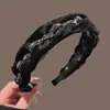 Faixa de cabelo trançada feita à mão em estilo coreano com strass, leve e elegante, adequada para o uso diário, acessório de cabeça de tecido moderno e sofisticado