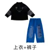 Traje de actuación de street dance para niños, conjunto de dos piezas hip-hop unisex, ropa hiphop de moda para niños, ropa de práctica elegante