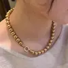 Collar con hebilla de anillo microincrustada ni ni ni mismo estilo Maillard Moka oro Marrón Marrón Perla Shijia cadena para suéter de otoño e invierno para mujer