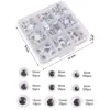 Brinquedo de plástico preto e branco de tamanho misto com olhos de cola, terno colorido, olhos móveis costurados à mão, acessórios para bonecas