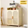 Armario de almacenamiento integrado de pared para comedor, armario de almacenamiento diverso para sala de estar, armario de cocina, gabinete de té de estilo crema para dormitorio
