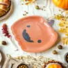 Suministros para Fiesta de Halloween Transfronterizos Vajilla Decorativa Temática de Fantasma Platos de Papel Desechables con Cara Sonriente Linda Platos de Cena de Calabaza