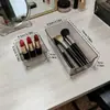 Caixa de Armazenamento Simples Cinza Transparente Bandeja para Gaveta de Mesa Compartimento para Gaveta de Banheiro Caixa Organizadora Multifuncional para Mesa