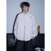 Moletom Cardigan Masculino de Lã Pesada Americana com Gola Alta Bordada Inverno Tendência Marca Design de Zíper Duplo Jaqueta Top Casual Solta