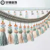 Cortina Encaje Borla Colgante Borla Dos Tonos Bola Fresa Encaje Decorativo Encaje Cuentas Apiladas Cristal Encaje Fresa 11.5m