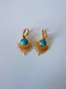 Colgante Ola Transfronteriza, Pendientes de Girasol con Relieve Semya y Turquesa para Mujer, Pendientes de Acero de Titanio 18K No Descolorables
