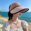 Sombrero de Sol para Mujer, Salida a la Playa, Anti-UV, Transpirable, Sombrero de Sol de Copa Abierta, Sombrero de Sol de Ala Ancha para Mujer