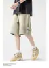Shorts de Mezclilla Teñidos con Barro Amarillo Estilo Retro Americano para Hombre, Estilo Delgado de Verano, Pantalones de Trabajo Modernos con Diseño Único, Shorts de Cinco Puntos de Nicho