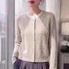 Cárdigan de punto trenzado para mujer con cuello redondo, diseño de dos piezas simulado, versátil, adelgazante, cálido, cómodo, con botones, tejido fino