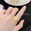 Anillo Retro Francés con Gema de Color Incrustada Estilo Europeo y Americano Lujo Ligero Anillo Tesoro de Color para Mujer Diseño de Moda de Alta Gama