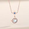 Collar original de gato y estrella para mujer, de plata de ley 925, diseño de nicho, estilo coreano, cadena de clavícula con forma de corazón y gatito, piedra lunar.
