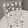 Pegatinas con Oso de Dibujos Animados en Relieve, Varios Diseños Mixtos, Pequeño Oso Blanco 3D con Auriculares, Pegatinas para Uñas DIY, Modelo Yl