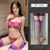 Noche lencería sexy crujiente sexy encaje sujetador traje de pecho de tres puntos bikini recogido estilo púrpura divertido 6214
