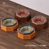 Caja de Pulsera de Cristal Flor de Begonia Caja de Almacenamiento de Pulsera de Jade Pulsera de Madera Maciza Estilo Cuadrado Azul Marino