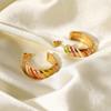 Pendientes de acero inoxidable con diseño de nicho redondo y gotas de aceite multicolor para mujer, regalo sencillo