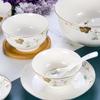 Pratos de porcelana Huizhi Lanxin estilo europeu, modernos e simples, novos, de porcelana óssea, prato, tigela, utensílios de mesa, para inauguração de casa, atacado