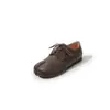 Sapatos Femininos de Couro com Cadarço, Novidades da Primavera, Couro Genuíno por Dentro e por Fora, Salto Escondido, Sapatos Baixos de Corte Profundo
