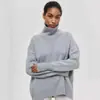 Suéter de Tricô Clássico Russo Cruzado de Cor Sólida com Gola Alta Solto para Mulheres Outono e Inverno Europeu e Americano Novo Amazon