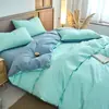 Juego de Ropa de Cama de Tres Piezas de Algodón Puro de Color Sólido para Exportación Transfronteriza, Uso en Hogar y Dormitorio, Juego de Ropa de Cama de Cuatro Piezas de Algodón Puro Teñido en Hilo Hecho a Medida de Fábrica