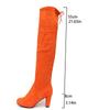 Botas Altas de Invierno y Otoño de Talla Grande 43 Transfronterizas Estilo Europeo y Americano Sobre la Rodilla Gamuza Esmerilada Tacones Altos Tacones Gruesos Efecto Adelgazante Forradas de Felpa Cálidas para Mujer