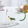 Copo de Vidro Borossilicato Colorido em Formato Estéreo Animal de Desenho Animado Criativo Copo de Vidro para Beber Doméstico Resistente ao Calor