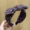 Acessório de Cabelo Retro Estilo Coreano com Aba Larga e Laço para Mulheres Topo Alto Crânio Prensando Cabelo Xadrez Acessórios de Cabelo Novo Outono/Inverno Acessórios de Cabelo Transfronteiriços Atacado