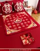 Alfombra de Bendición de Boda Bordada con la Palabra "Fu" para Cien Bendiciones, un Nacimiento Temprano de un Niño Precioso, la Prensa de la Cama de la Novia, una Colección Completa de Artículos de Preparación para la Boda para la Mujer