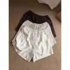 Shorts Casuais Brancos Soltos Simples de Linho Fino de Verão com Cintura Elástica e Cordão, Perna Larga Reta, Versátil e Emagrecedor para Mulheres