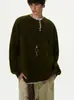 Suéter American Henley Cleanfit para Hombre Otoño e Invierno Estilo Perezoso Alto-Bajo con Camiseta Interior