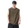 Chaleco Deportivo de Puro Algodón Estilo Americano para Hombre, Camiseta sin Mangas Holgada de Marca de Moda para Verano, Sudadera de Baloncesto y Fitness, Camiseta de Manga Corta