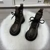 Botas Martin gruesas con suela gruesa y forro polar para mujer, colección otoño/invierno 2026, botas de algodón con suela suave, botas versátiles de estilo británico, botines de moda para mujer