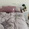 Juego de Cama de Cuatro Piezas Estilo Minimalista Retro Japonés Estilo Dopamina Algodón Puro Algodón Lavado Grado A Funda Nórdica 100% Algodón Juego de Cama
