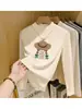 Diseño de espina de pez, camiseta de manga larga con cuello alto a medio y terciopelo alemán, moda para mujer, capa interior versátil, top de otoño