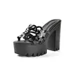 Tacones Altos Europeos y Americanos para Mujer 2026 Verano Nuevos Sandalias Impermeables de Plataforma con Suela Gruesa Moda para Mujer Tacón Grueso Temperamento Tallas Grandes