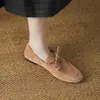 Zapatos de Mujer Estilo Primavera y Otoño Retro Punta Redonda Con Cordones Cómodos Forma de Barco Mocasines Planos