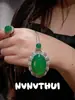 Joyas: Collar Colgante Buda de Crin de Caballo y Ágata Calcedonia Verde, Estilo Chino Comparable al Jade, Conjunto de Pulseras de Diamante Brillante con Forma de Calabaza